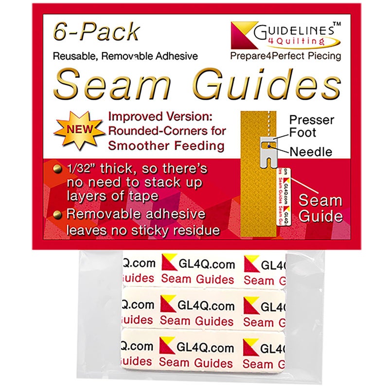 Guidelines4quilting 6-Pack Seam Guides - Peel-and-Stick, Removable Adhesive Leaves No Residue. Accurate Fabric Guide for Sewing. Perfect Height for Double-Layered Fabric. Fits All Sewing Machines - Image 1